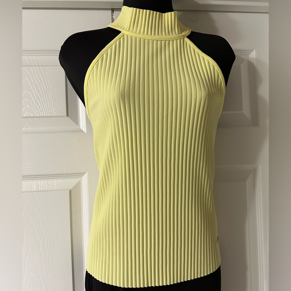 Marc New York Ribbed Halter Tank Top in Light Yellow